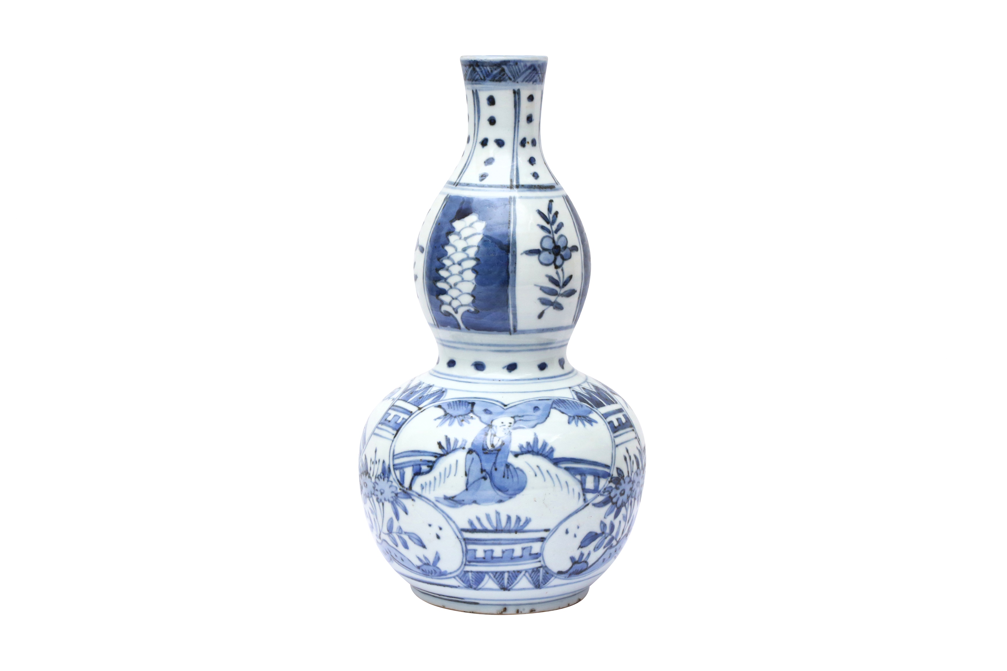 A CHINESE MING-STYLE BLUE AND WHITE DOUBLE GOURD VASE 二十世紀 明式青花葫蘆瓶 - Image 2 of 10
