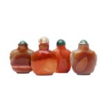 FOUR CHINESE AGATE SNUFF BOTTLES 二十世紀 瑪瑙鼻煙壺四件