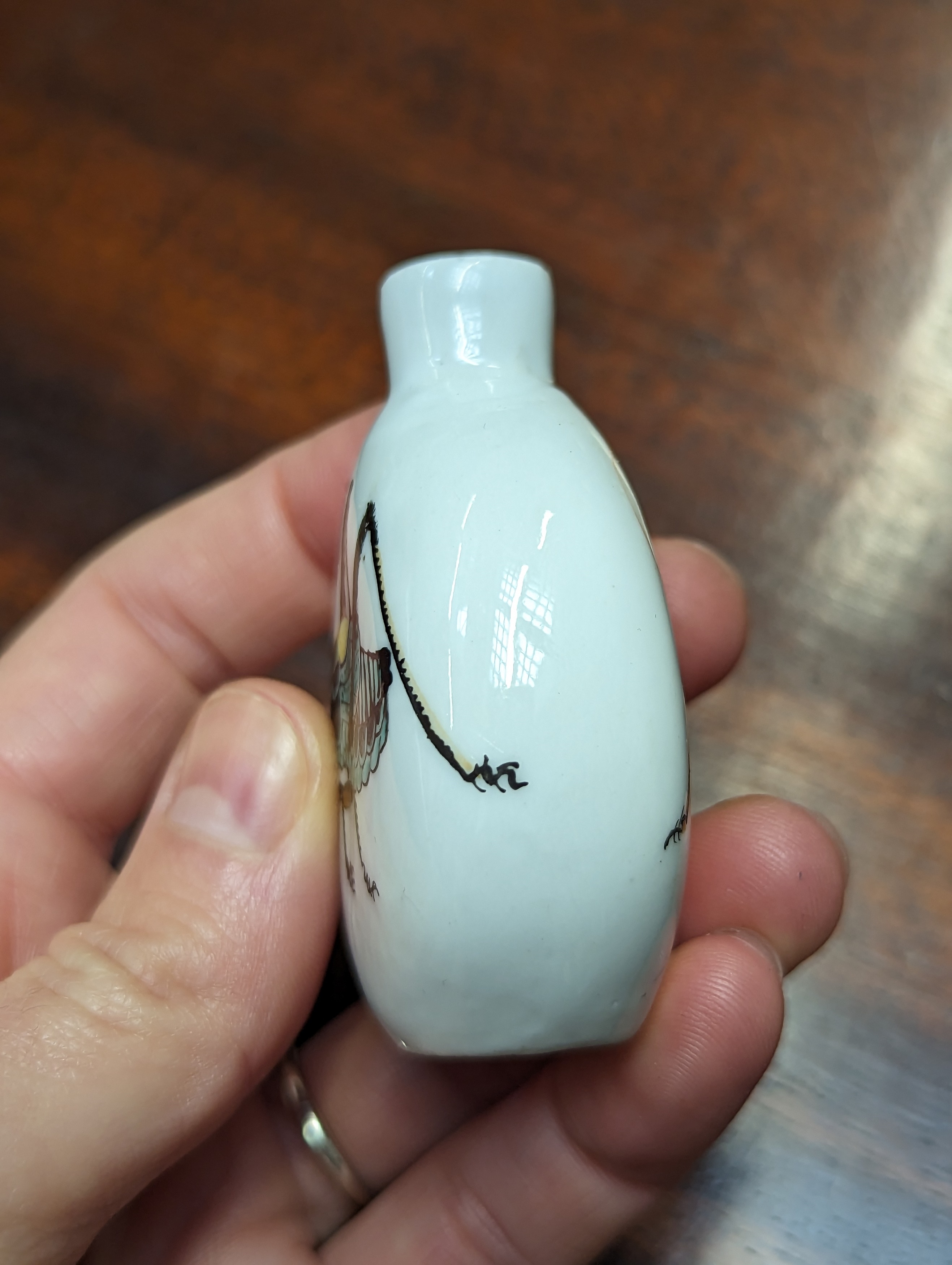 A CHINESE PORCELAIN 'CRICKET' SNUFF BOTTLE 晚清 蟈蟈圖鼻煙壺 - Image 3 of 9