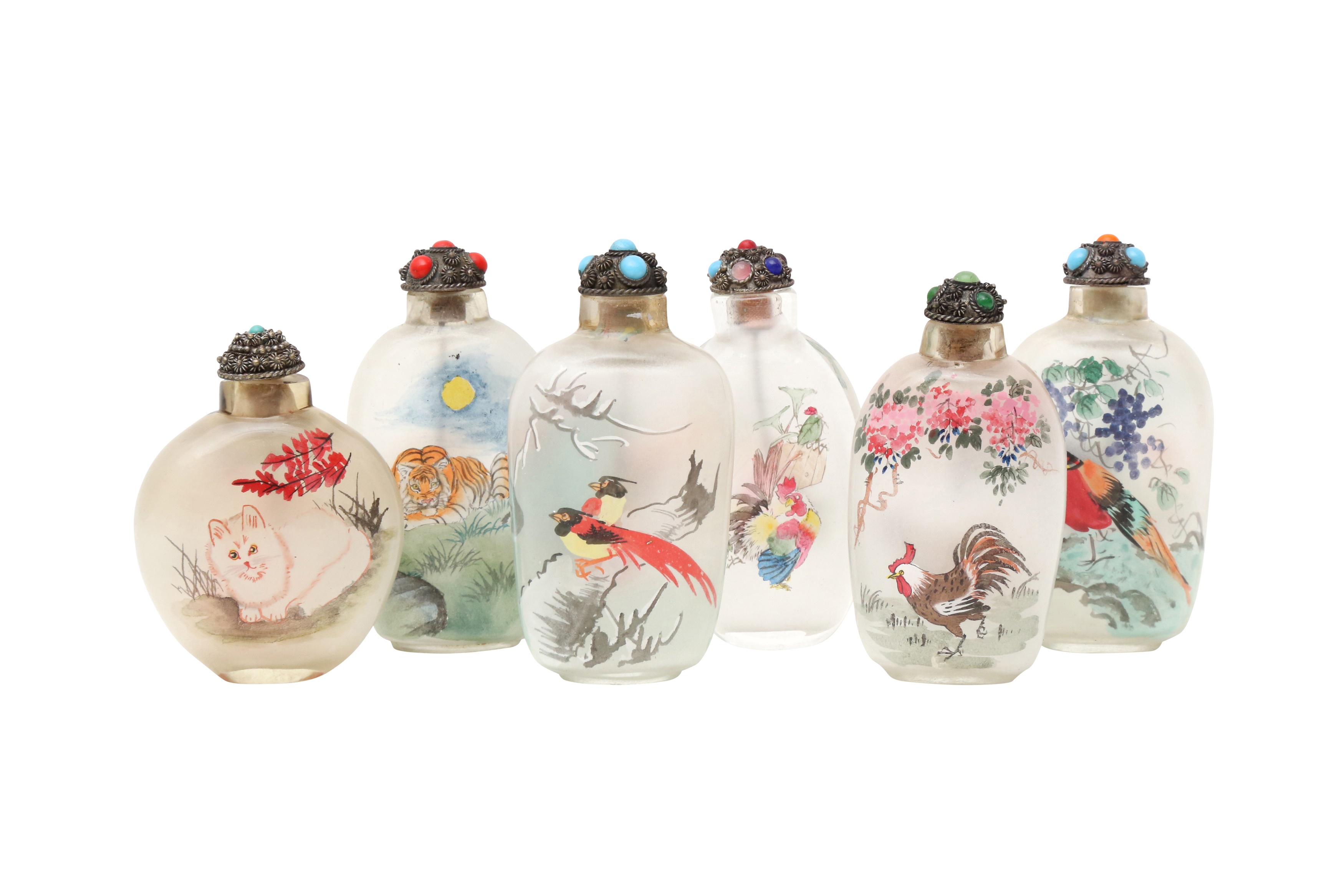 SIX CHINESE INSIDE-PAINTED SNUFF BOTTLES 二十世紀 玻璃內畫鼻煙壺六件 - Image 2 of 2