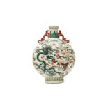 A CHINESE FAMILLE-ROSE 'DRAGON AND PHOENIX' MOONFLASK VASE 二十世紀 粉彩龍鳳呈祥紋抱月瓶