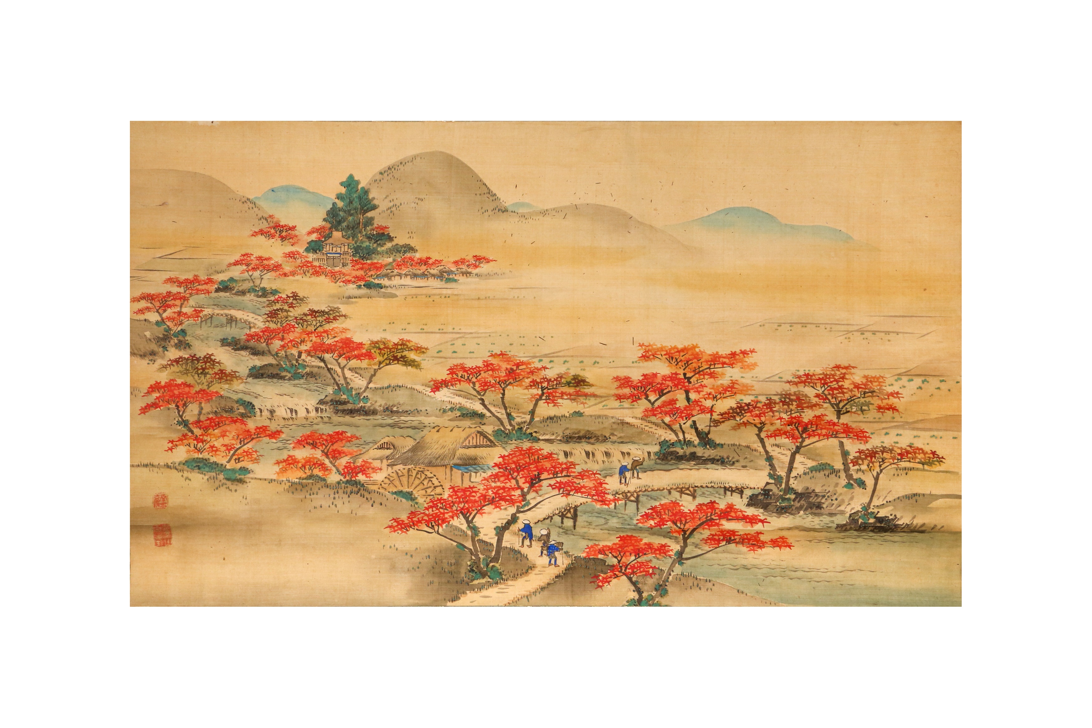 THREE JAPANESE LANDSCAPE SCROLL PAINTINGS AND A CALLIGRAPHY - Image 6 of 15