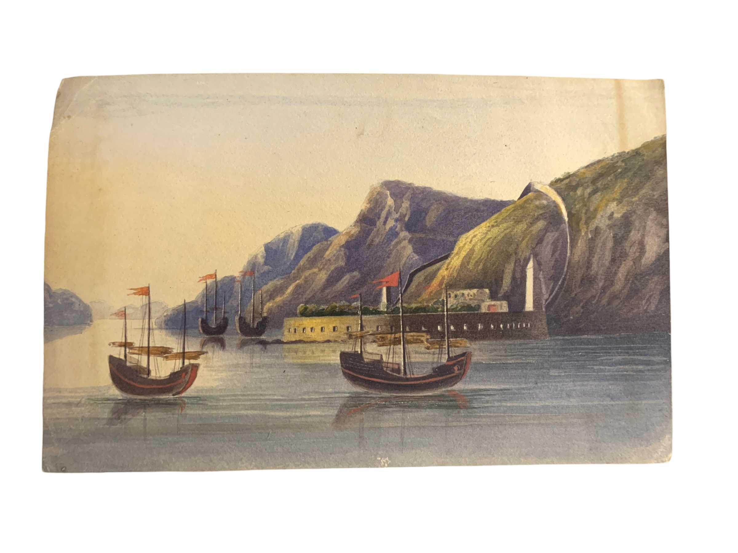 [ Pechell (George Mendes)] Chinese Junks moored before Peiho Fort [1858]
