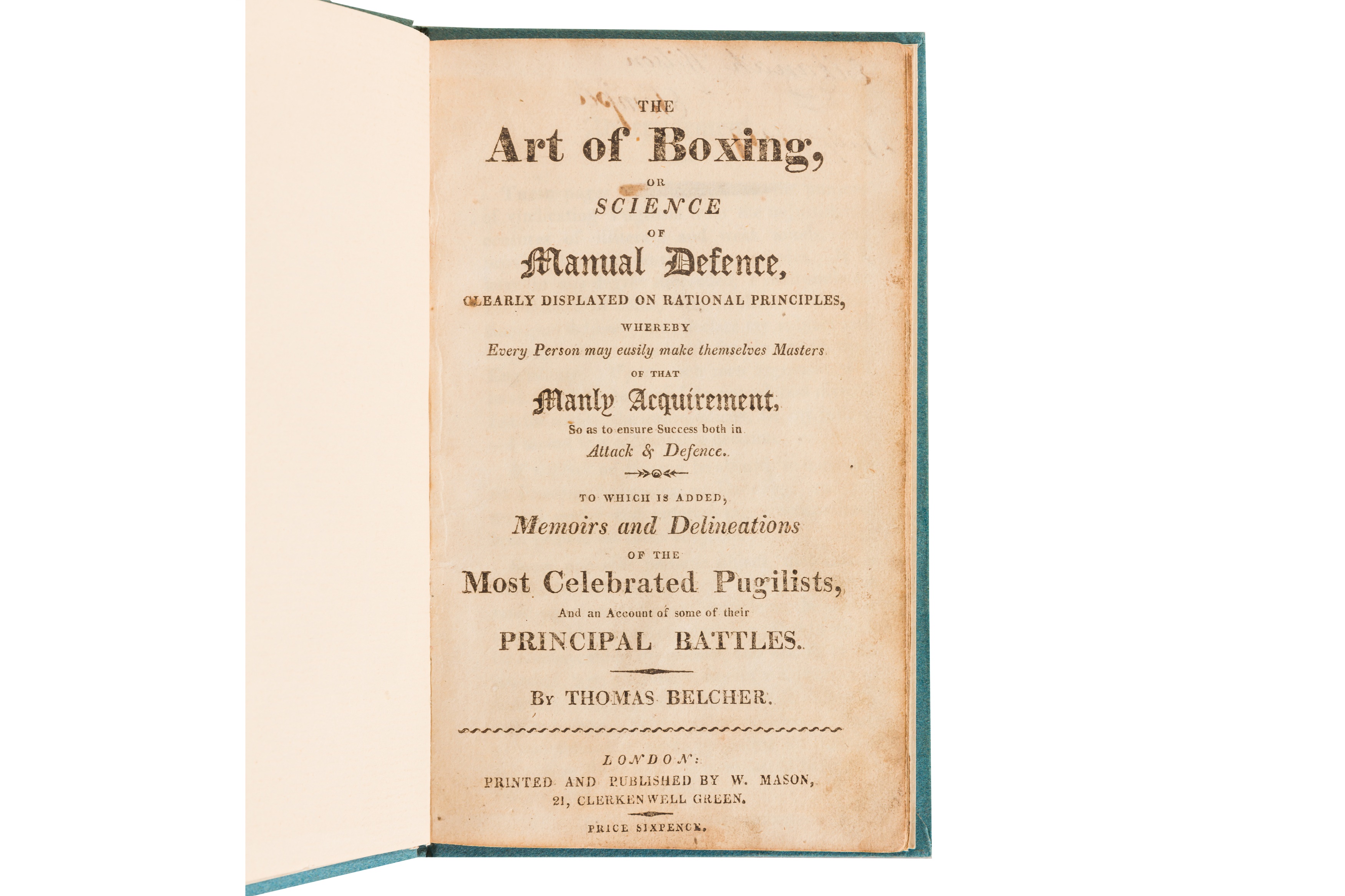 Belcher. The Art of [c. 1815]Boxing, or Science of Manual Defence,