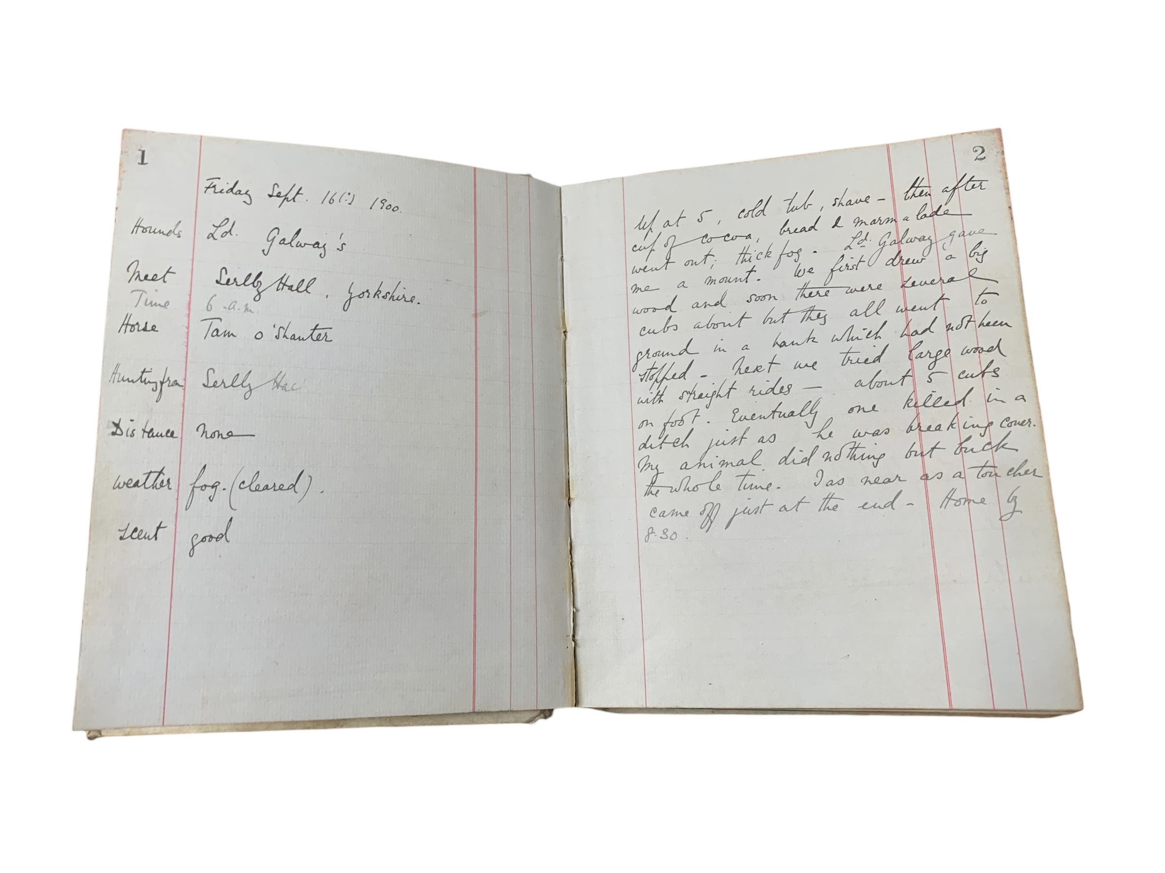 Astor. Hunting Diary, Mss. 1900-01 - Image 3 of 4