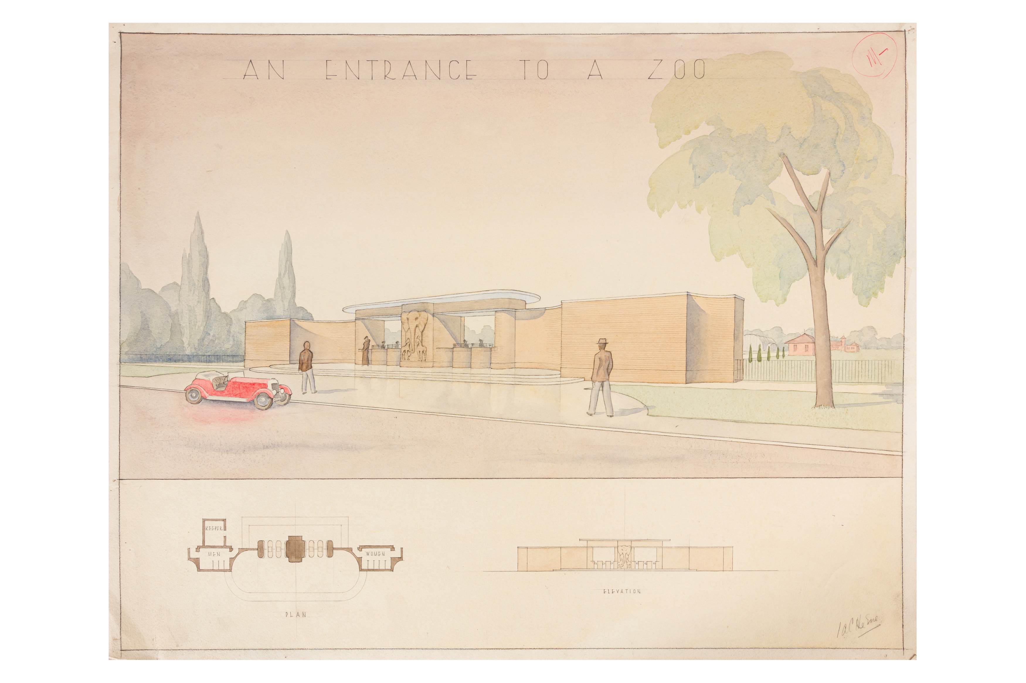 Archive of architect Ivor Herne, works in India, architectural illustrations, plans, stage designs a - Image 2 of 12