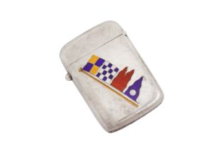 Vexillology interest - A Victorian sterling silver and enamel vesta case, Birmingham 1889 by George