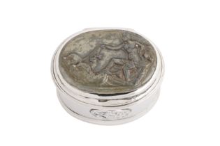 A George III silver and cameo set nutmeg grater, London circa 1790 by I.K