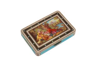 An early 20th century continental 935 standard silver gilt and enamel cigarette case, German or Swis