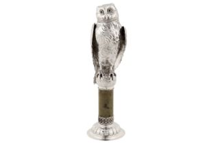 An early 20th century Dutch 835 standard silver model of an owl, Schoonhoven no apparent date letter