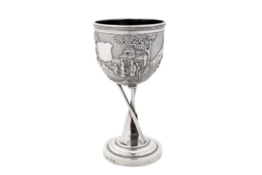 A late 19th / early 20th century Chinese export silver goblet, Shanghai circa 1900, marked Ning Zhao - Image 2 of 6