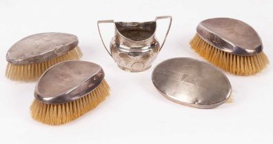 Two pairs of silver mounted brushes