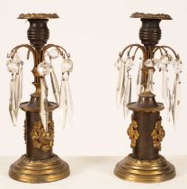 A pair of gilt metal lustres