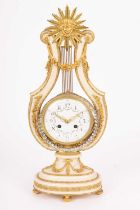 A French lyre-shaped mantle clock