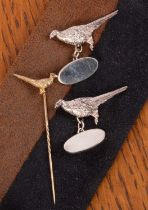 A 9ct gold pheasant stickpin