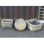 Two stone garden troughs,