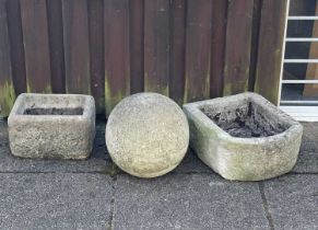 Two stone garden troughs,