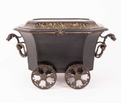 A Victorian gilt lacquer coal scuttle