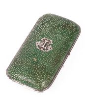 A Victorian shagreen and silver mounted cigar box