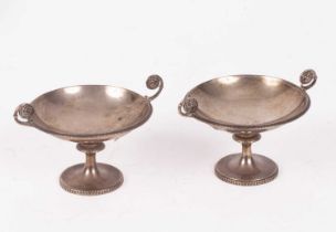 A pair of silver tazza