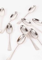 A set of nine Scottish Hanoverian pattern silver tablespoons