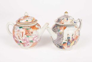 Two Chinese Mandarin palette teapots