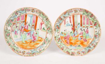 A pair of Chinese famille rose plates