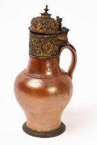 A Rhineland brown salt glazed stoneware jug