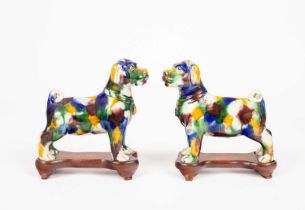 A pair of Chinese Sancai-glazed pug dogs