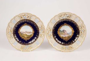 Two Meissen topographical plates