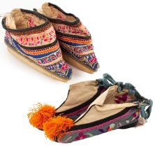 A pair of Chinese lady's shoes for bound feet