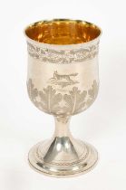 Hunting Interest: A Scottish silver and silver gilt presentation goblet