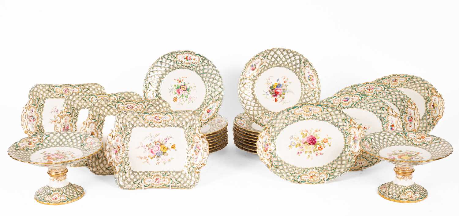 A Minton porcelain dessert service