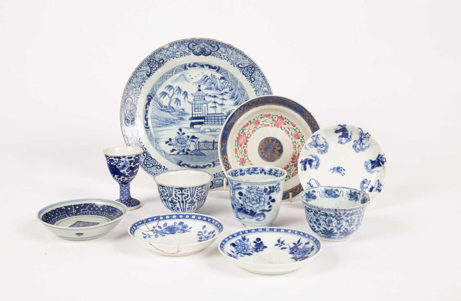 A group of Chinese blue and white export wares