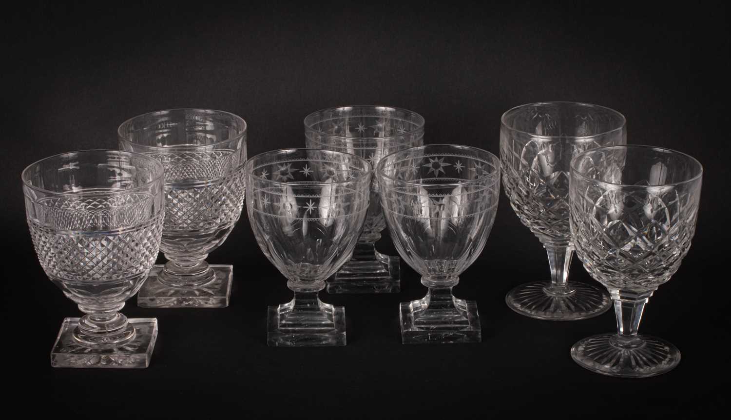 A set of three Georgian glass rummers