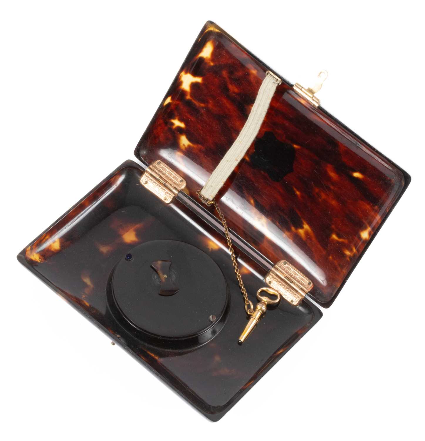 A tortoiseshell cigarette case with integral watch - Image 4 of 4