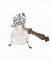 A French pear-shaped silver chocolate pot