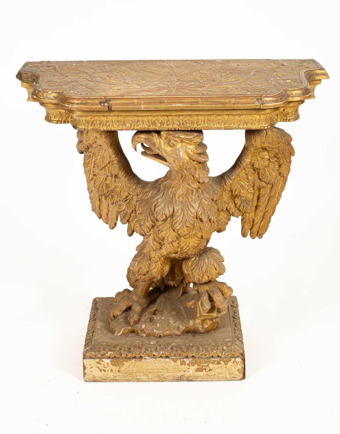 A George II gilt gesso serpentine eagle console table - Image 6 of 21