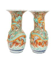 A pair of large Japanese Kutani vases