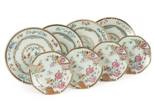 A set of four Chinese famille rose plates