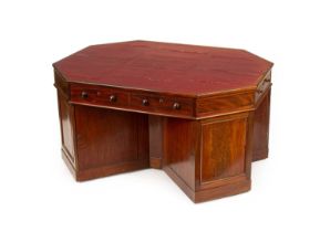 A Victorian Irish mahogany octagonal partner's desk