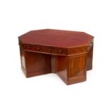 A Victorian Irish mahogany octagonal partner's desk