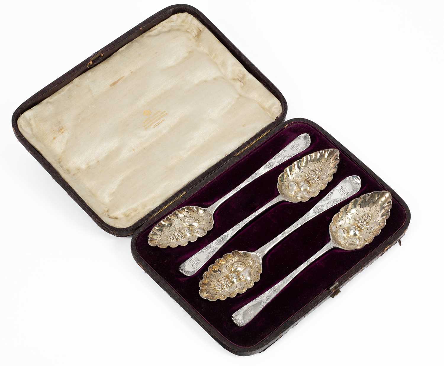 Four George III silver berry spoons - Image 4 of 4