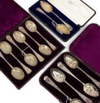 A set of six 18th Century silver gilt berry spoons