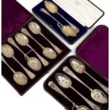 A set of six 18th Century silver gilt berry spoons