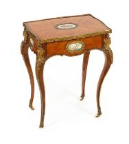 A French gilt brass mounted kingwood and tulipwood centre table