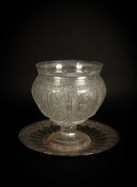 A large cut glass footed bowl and stand