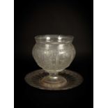 A large cut glass footed bowl and stand