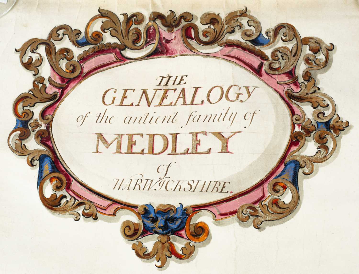 Vellum Scroll of 'The Genealogy of the antient family of Medley of Warwickshire' - Image 11 of 12