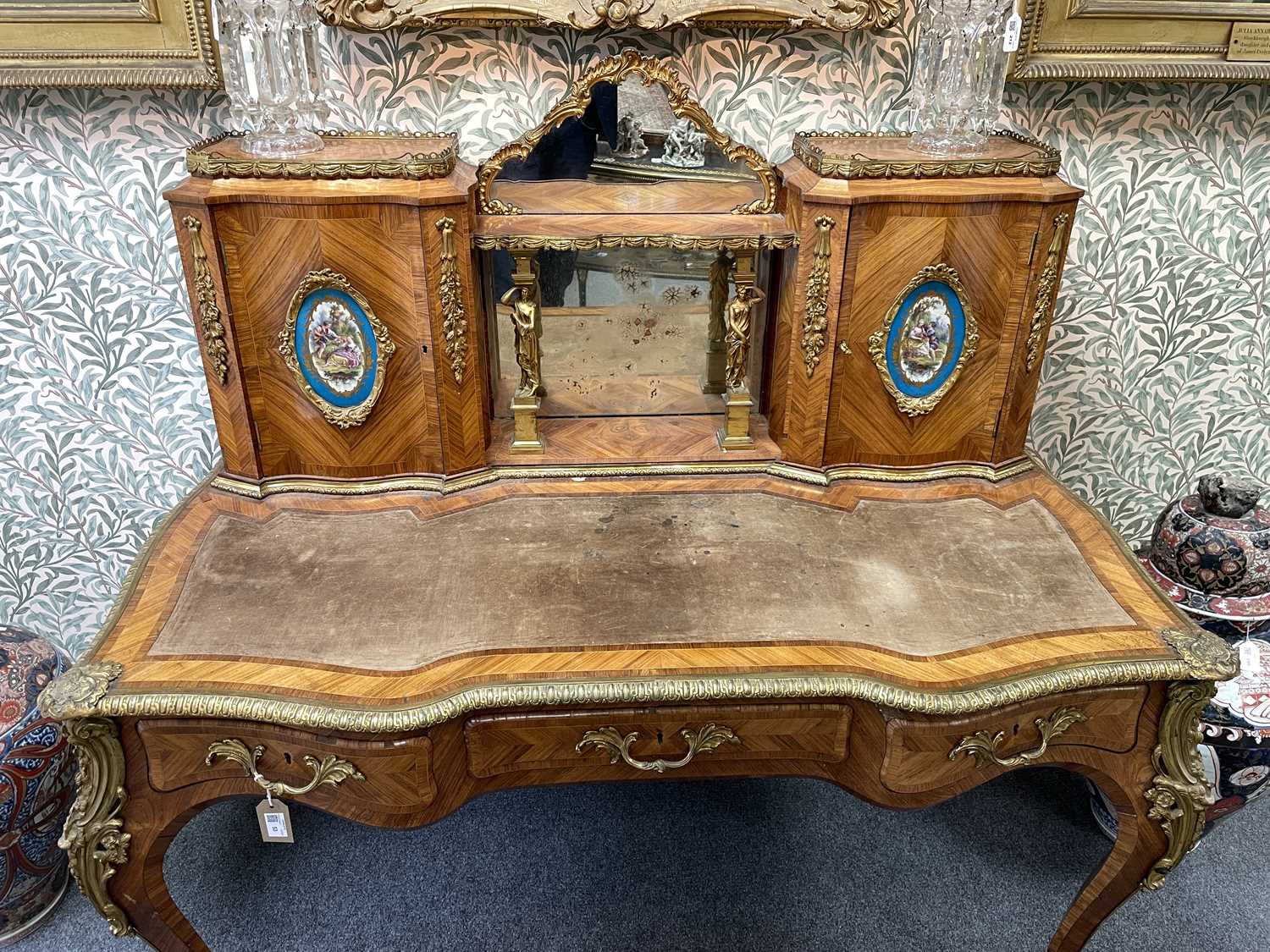 A Victorian ormolu mounted tulipwood and kingwood desk in the Louis XV style - Image 11 of 38